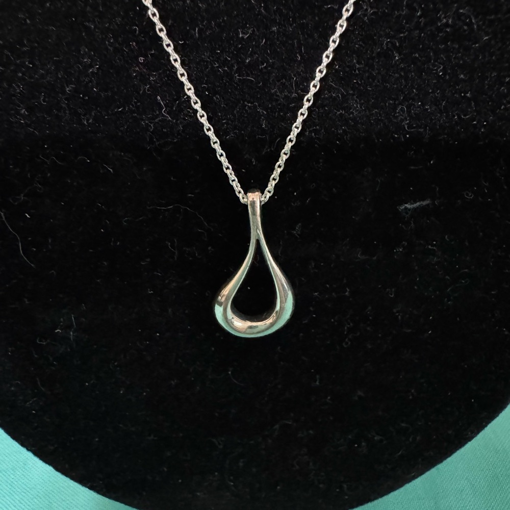 Tiffany & Co. .925 Sterling Silver Open Teardrop Necklace - Picture 2 of 6